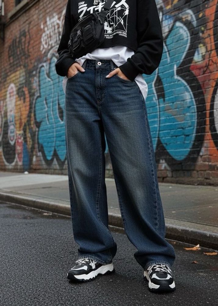 SOLD Unisex Super Baggy Blue Jeans