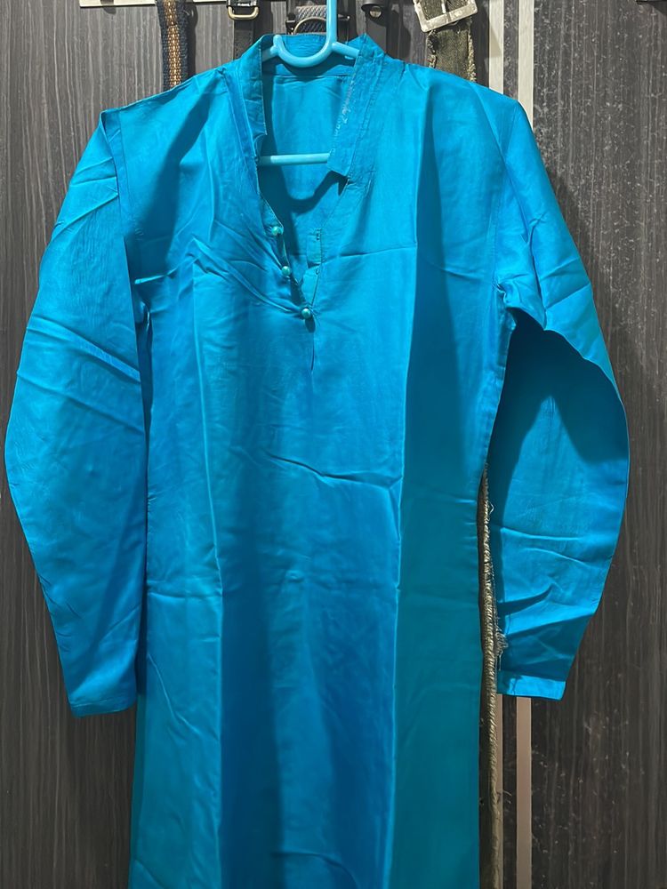 Silk Kurta With Full Sleeves Princess Collar