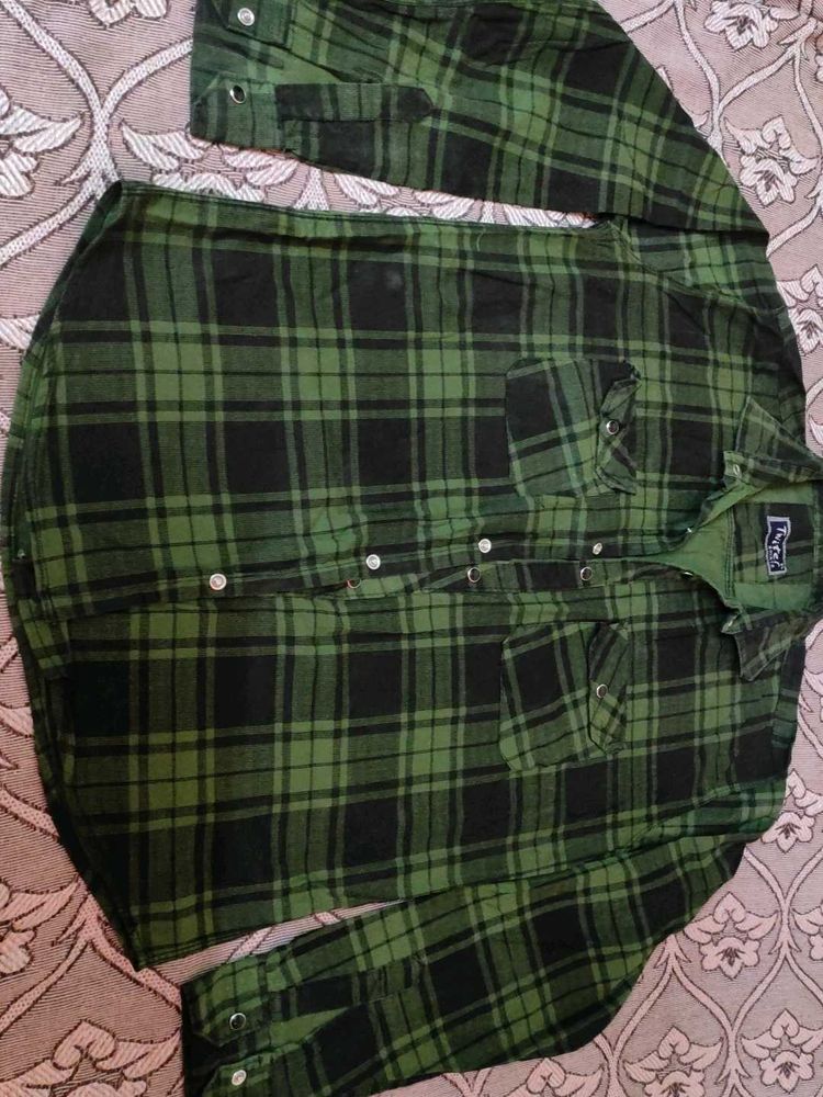 Green Plaid Flannel Shirt