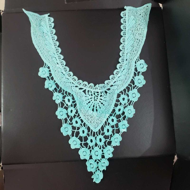 Aqua Floral Lace Applique collar