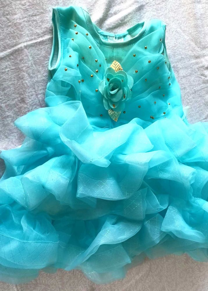 Cute Blue Ruffled Party Dress