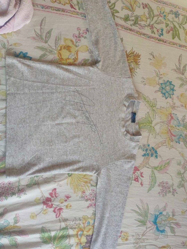 Gray Long Sleeve Top