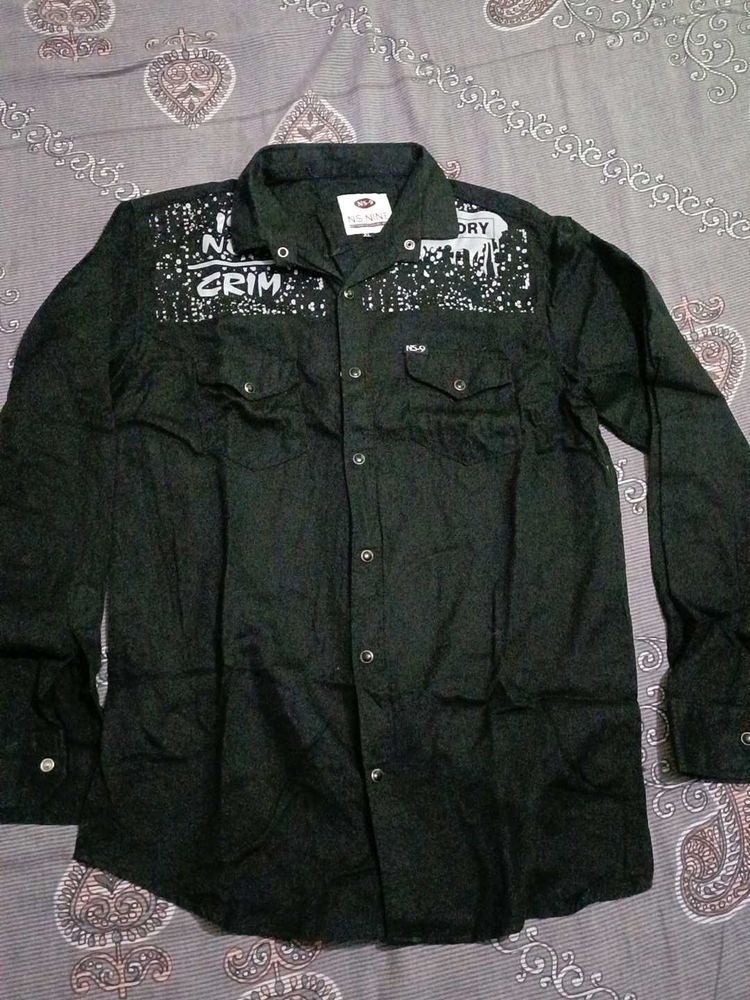 No Nation Dark Wash Button Down