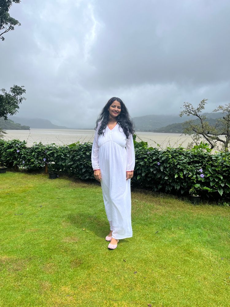 Full Length Full Sleeves White Dress L Size