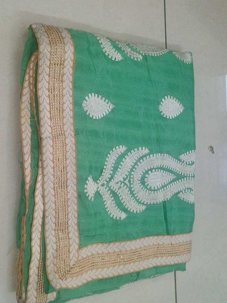 Mint Green Embroidered Saree
