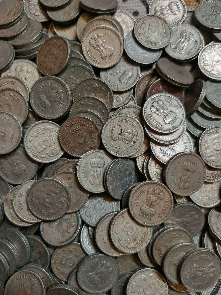 5rs Copper Nickel Coins 100 Ps Lot Mix Year, Mint
