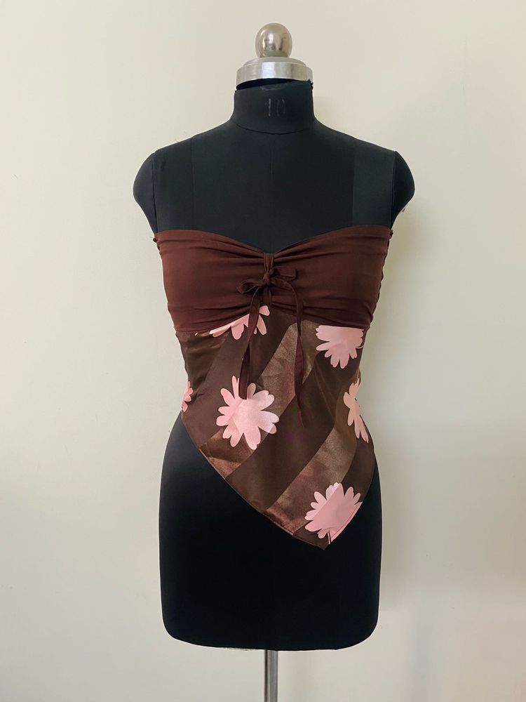 Floral Brown Tube Top