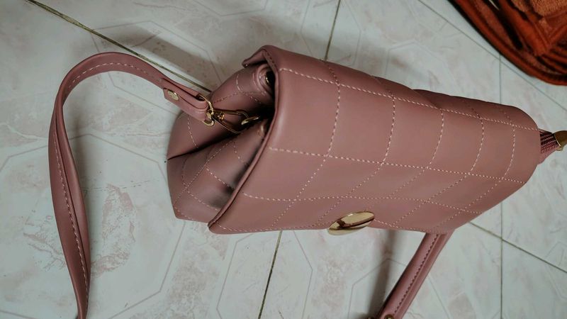 Pink Quilted Crossbody Bag