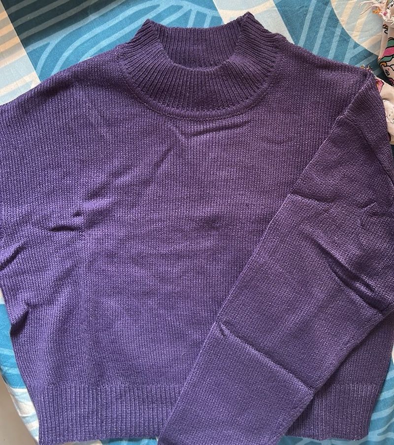 TOKYO TALKIES Purple Knit Turtleneck Sweater
