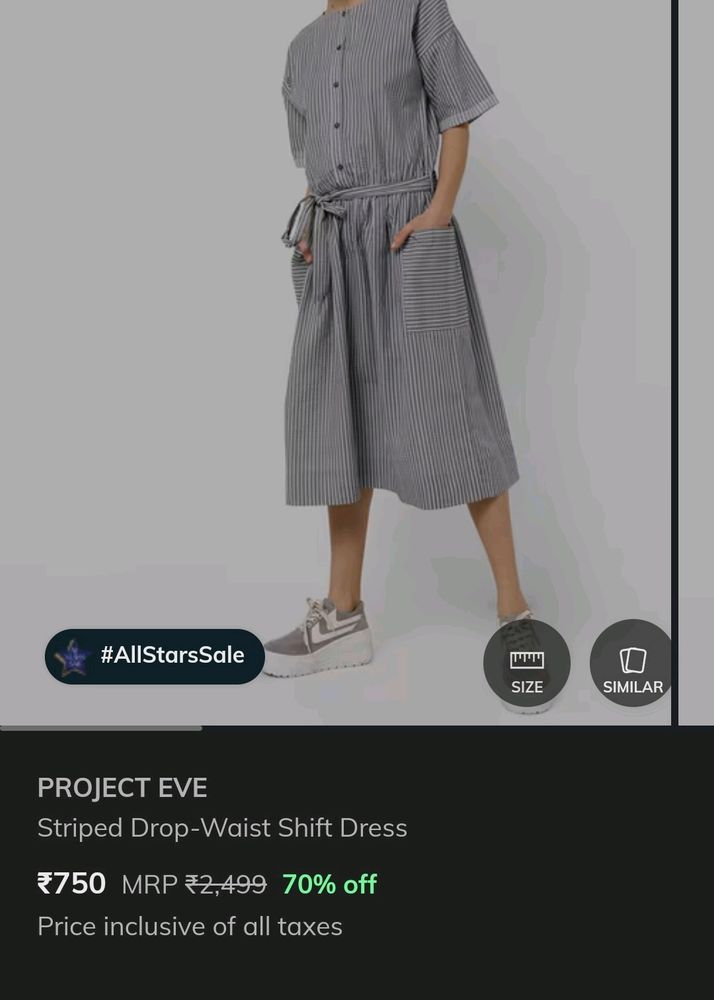 PROJECT EVE Striped Drop-Waist Shift Dress