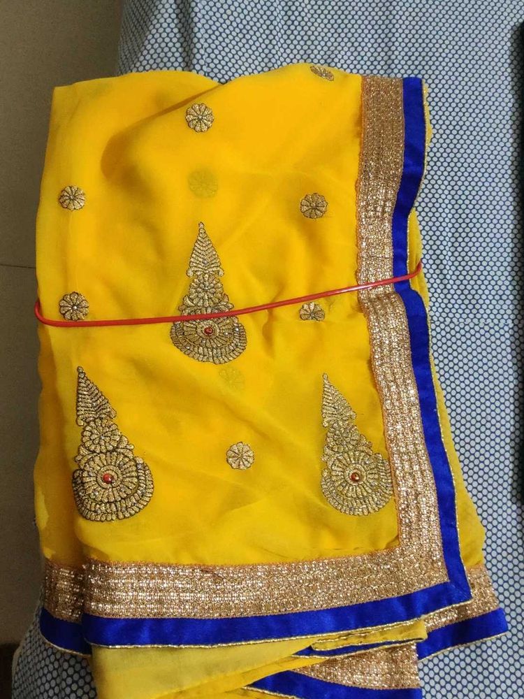 Yellow Embroidered Saree