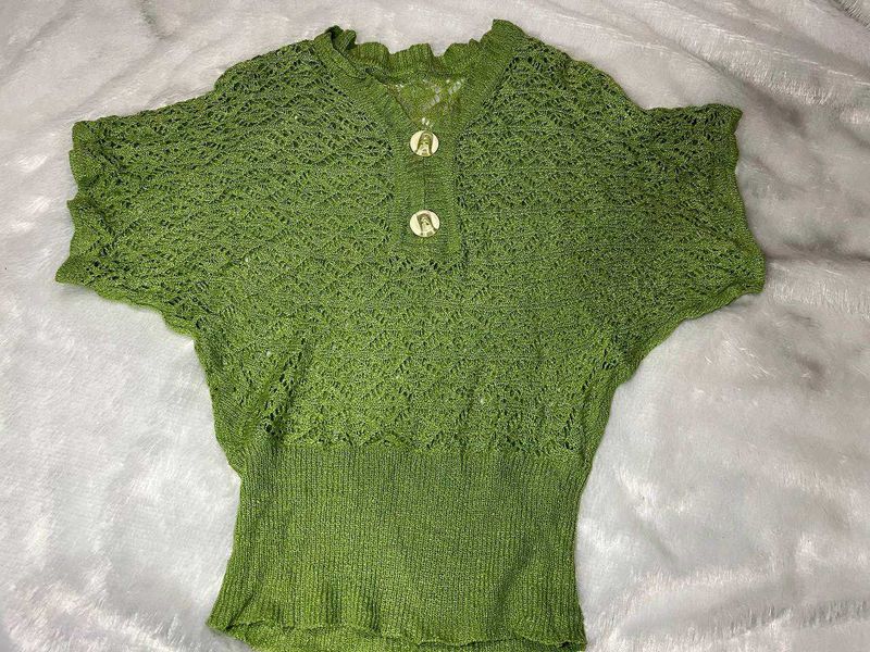 Vintage Green Knit Top