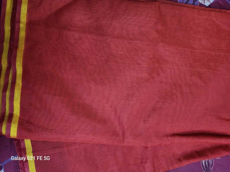 Plain Red Saree