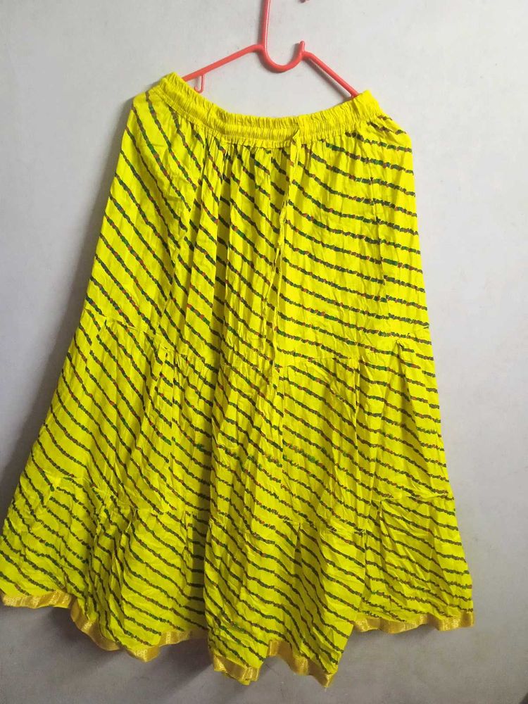 Yellow Striped Ethnic Skirt