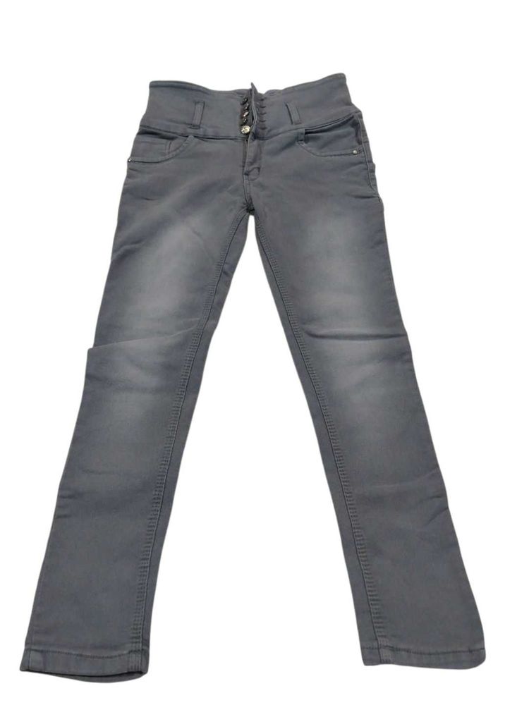 Grayish Blue High-Waisted Jeans