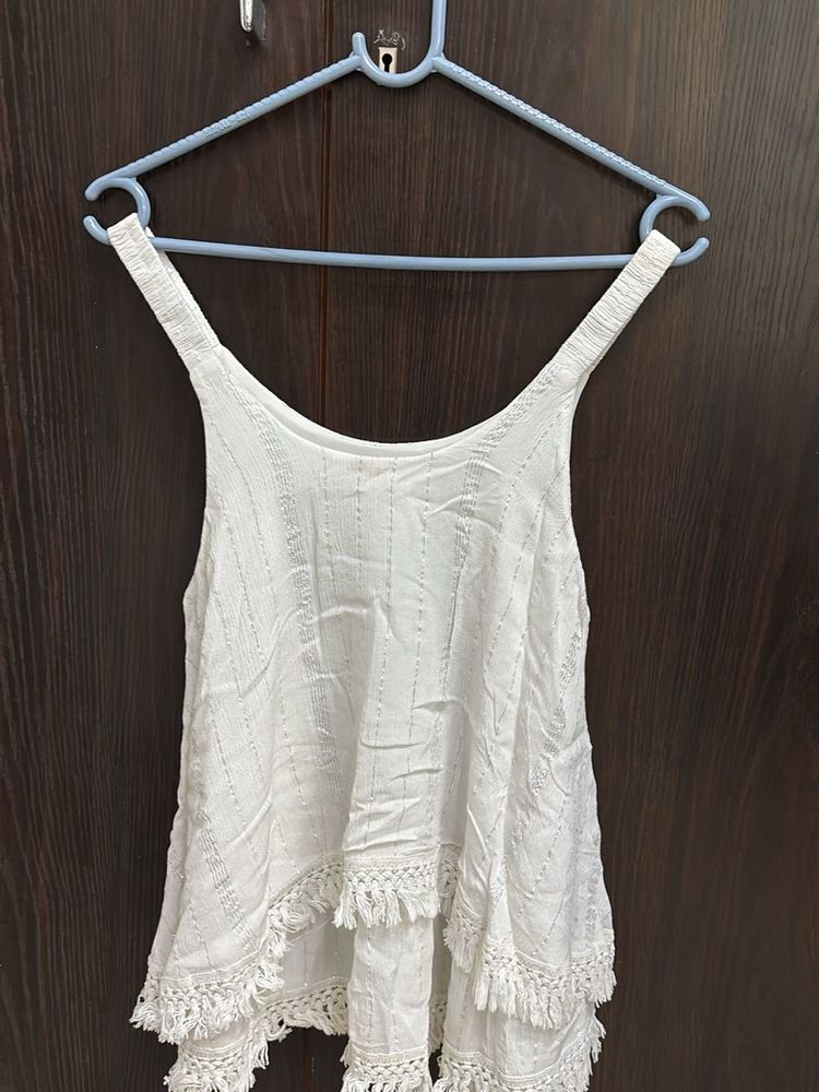 White Sleeveless Layered Tank Top
