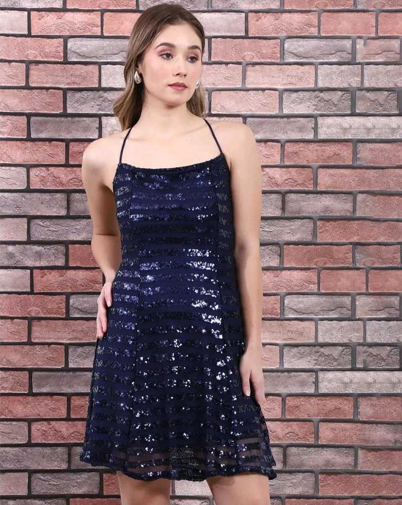 Navy Sequin Mini Dress(Brand-Shein)✨