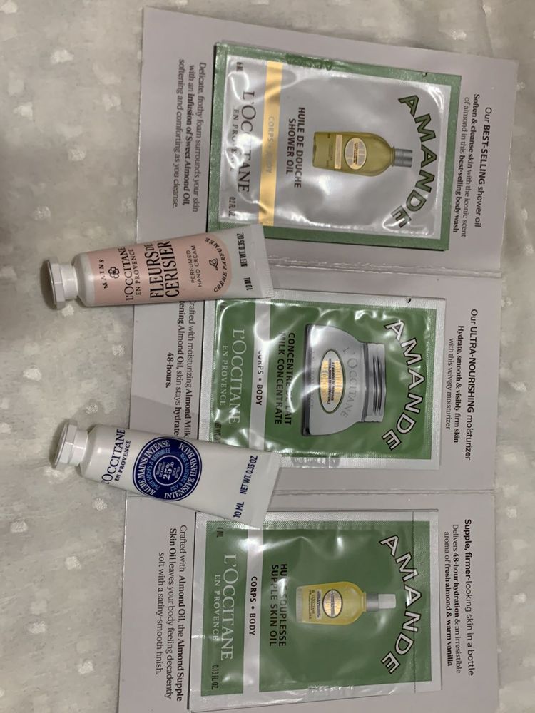 L&#39;Occitane hand cream and free samples