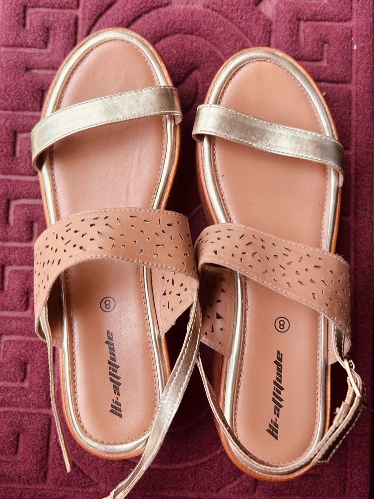 Hi-Altitude Tan &amp; Gold Sandals