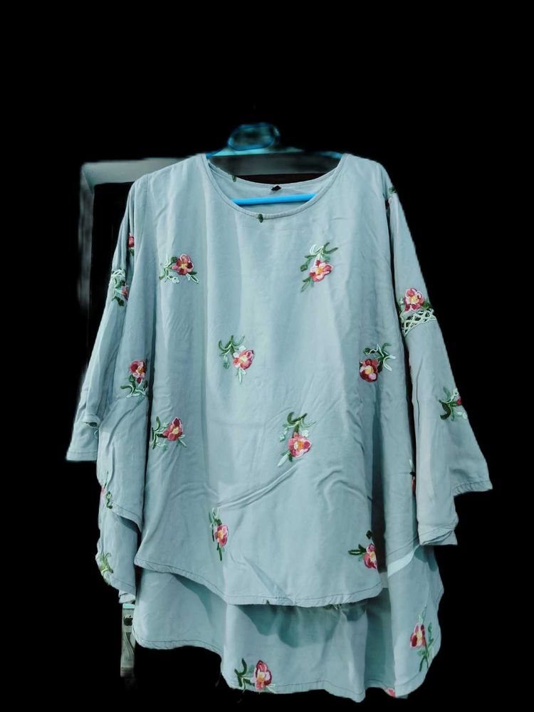 Embroidered Layered Tunic Top
