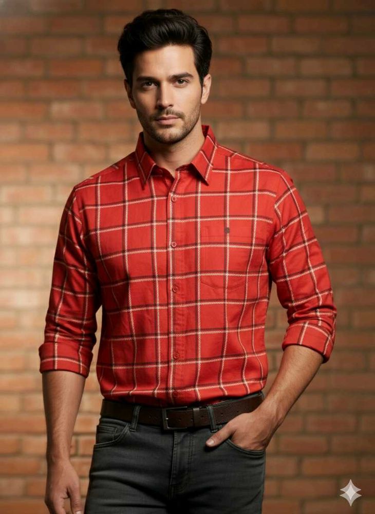 Red Plaid Men&#39;s Shirt