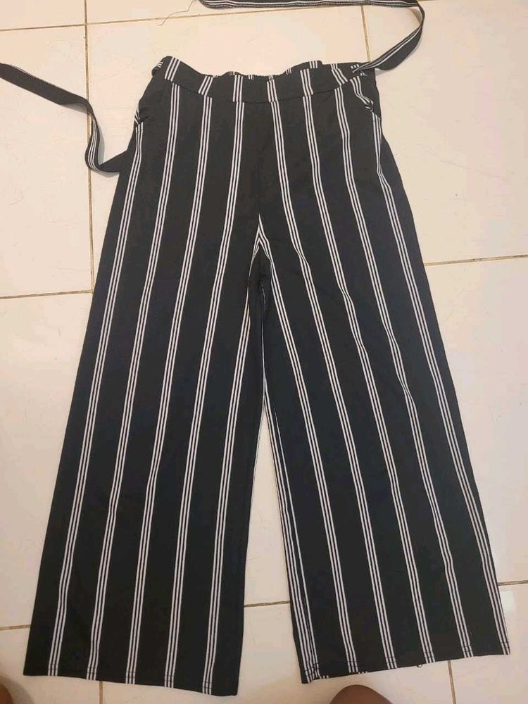 black stripped plazo pants ankle length