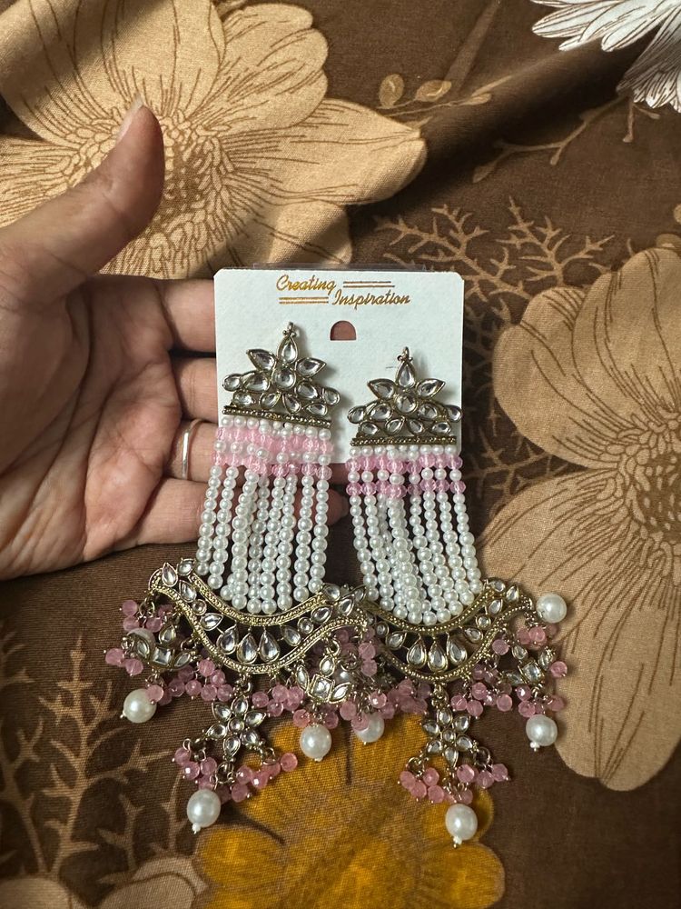 pink hanging earrings