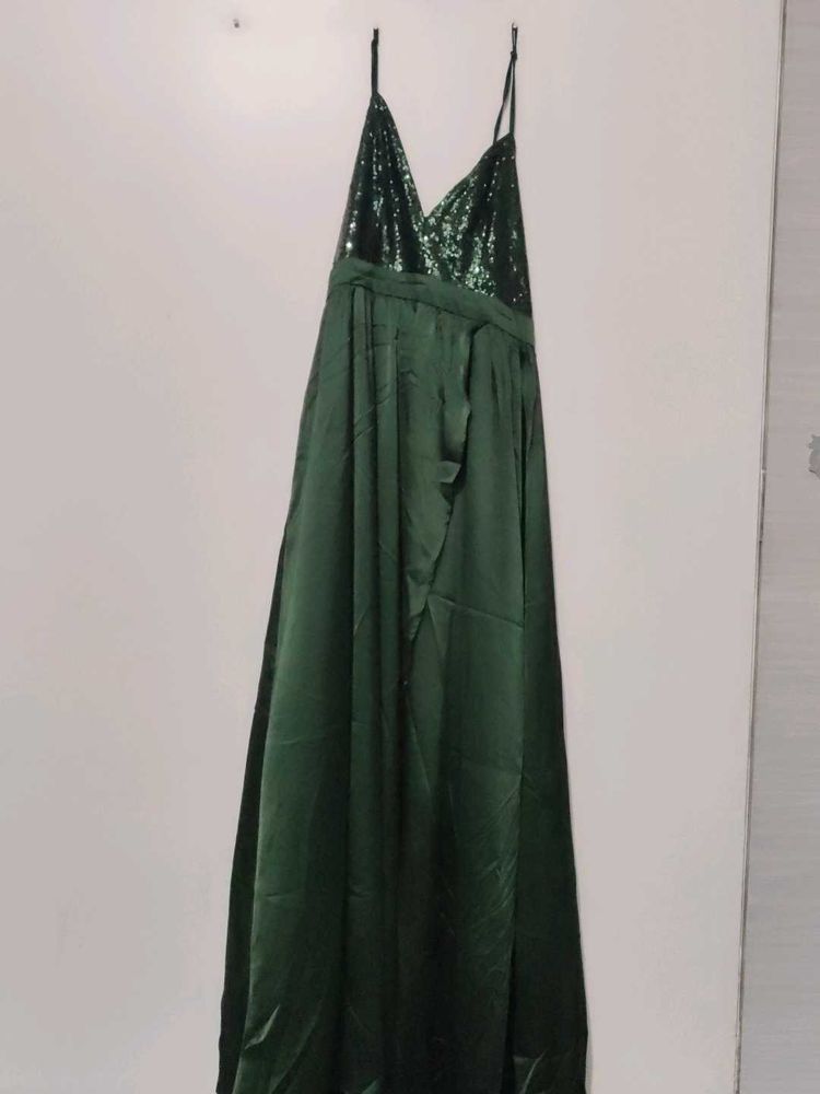 Bottle Green Color Gown