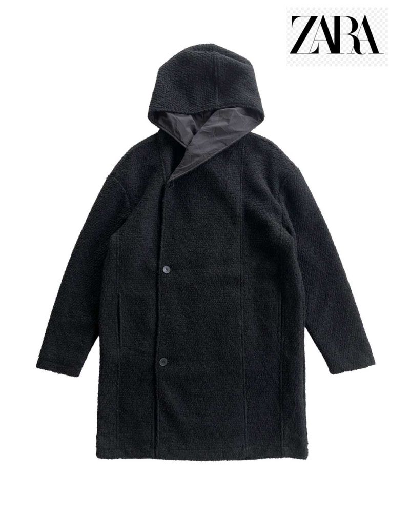 Zara Men Black Longcoat Hoodie