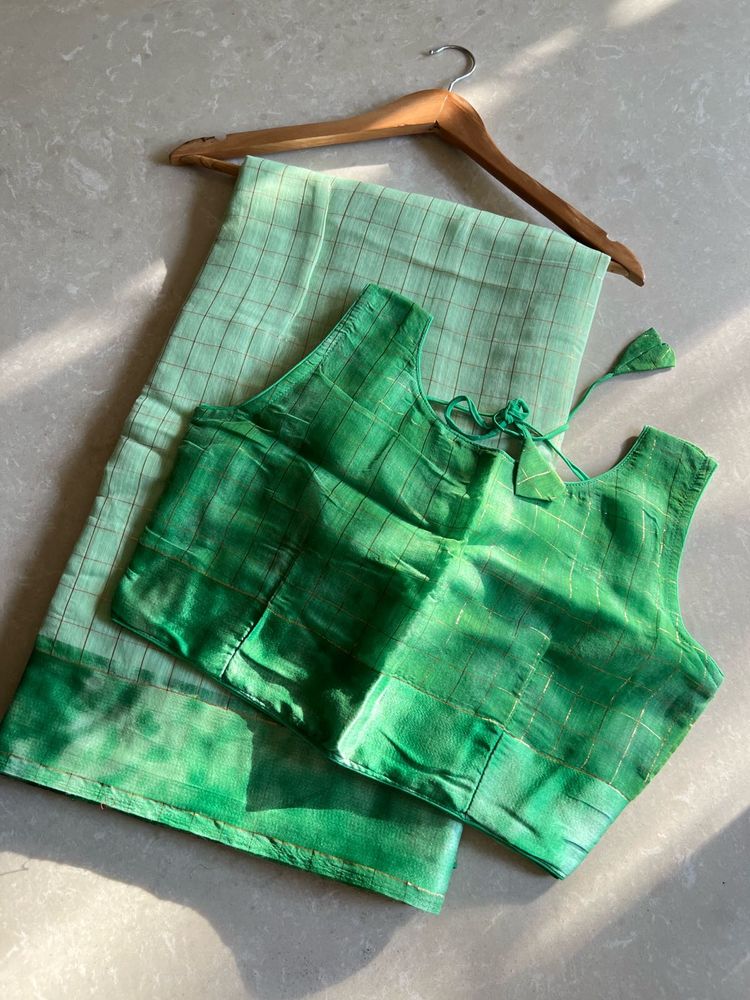 Green Cotton Silk Saree