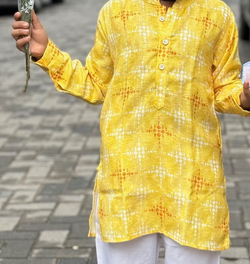 Yellow Patterned Kurta.