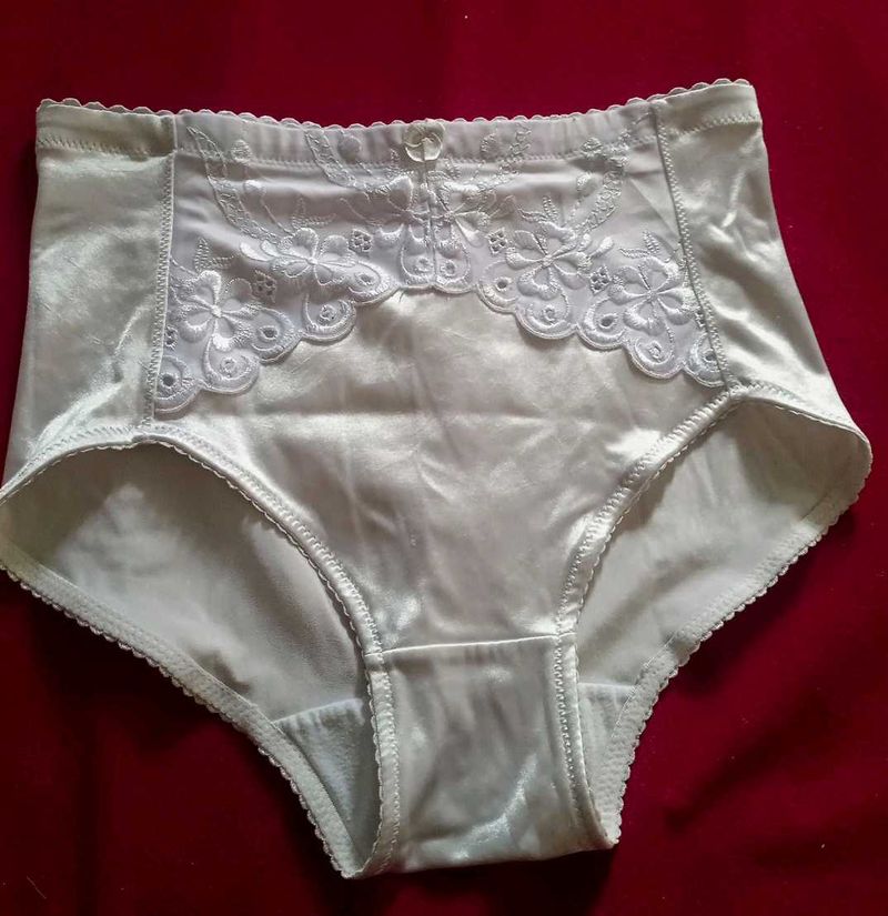White Satin High Waist Brief