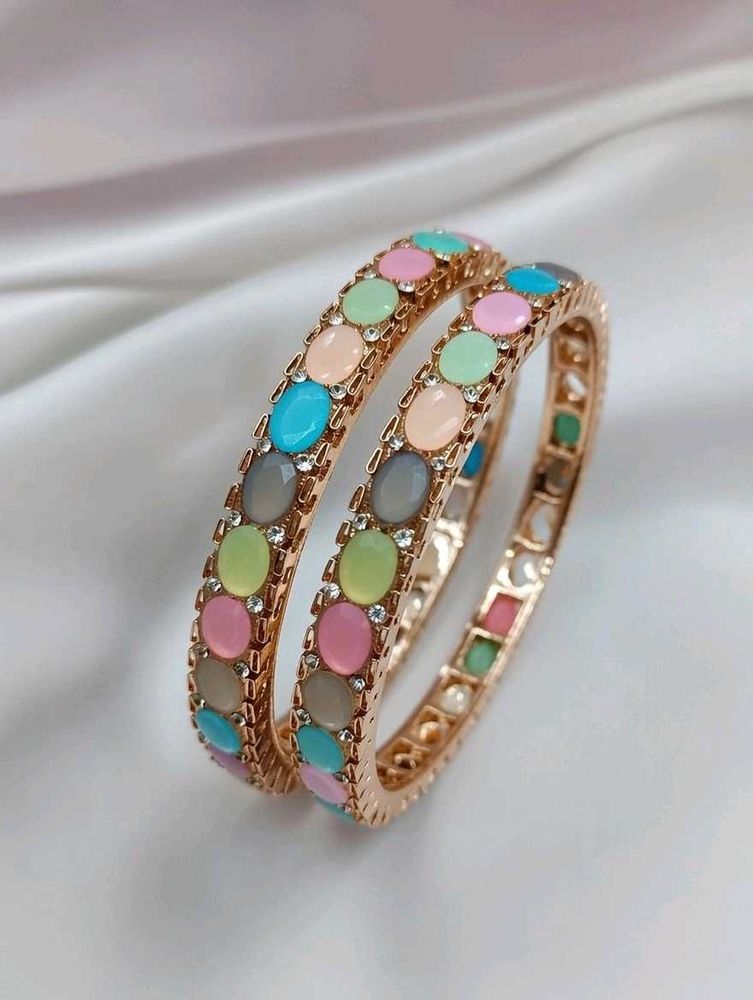 Colorful Stone Bangles (Set of 2)