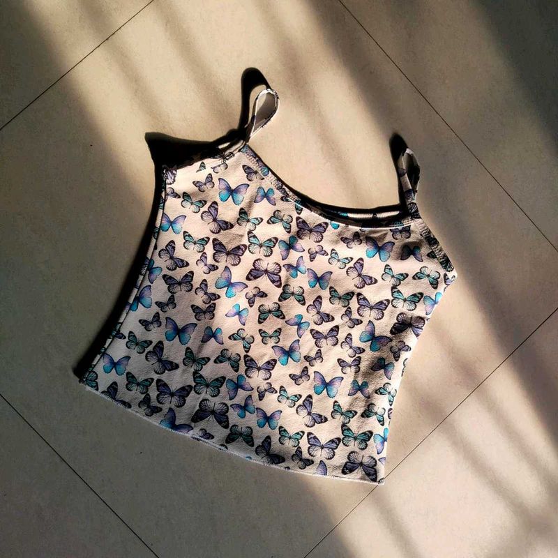 Army And Butterfly Print Cami Top