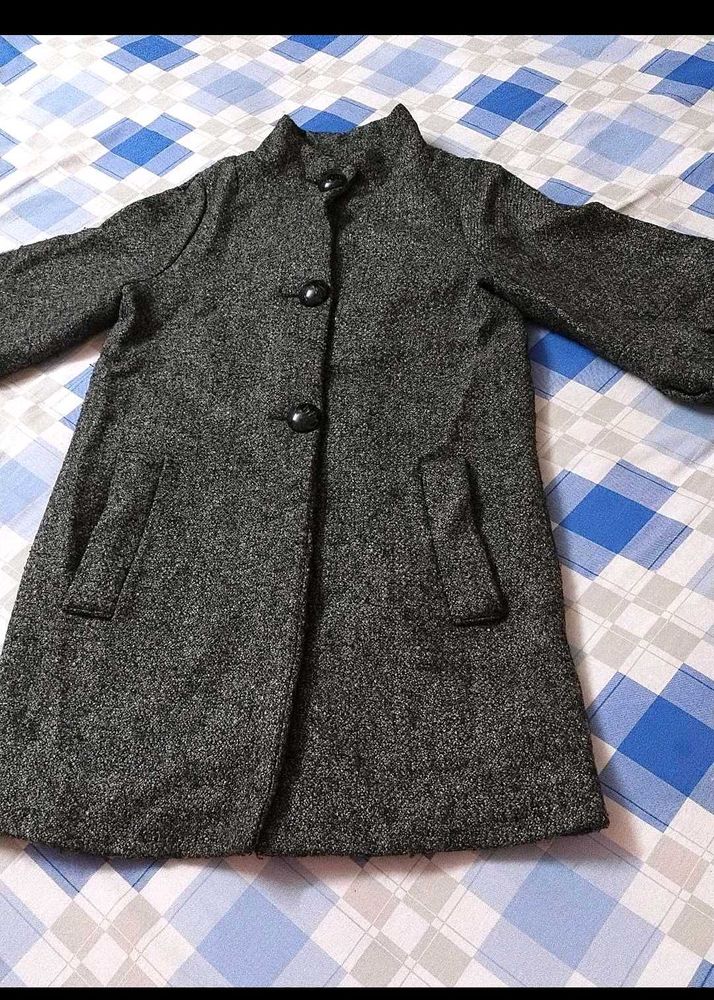 Elegant Grey Wool Blend Coat