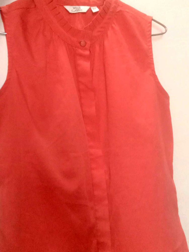 Coral Sleeveless Top And Black Dhoti  Combo