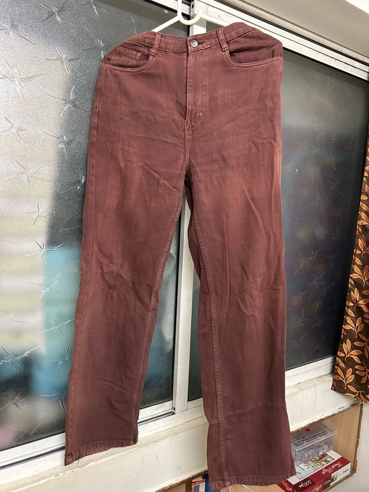 Brown Wide Leg Jeans