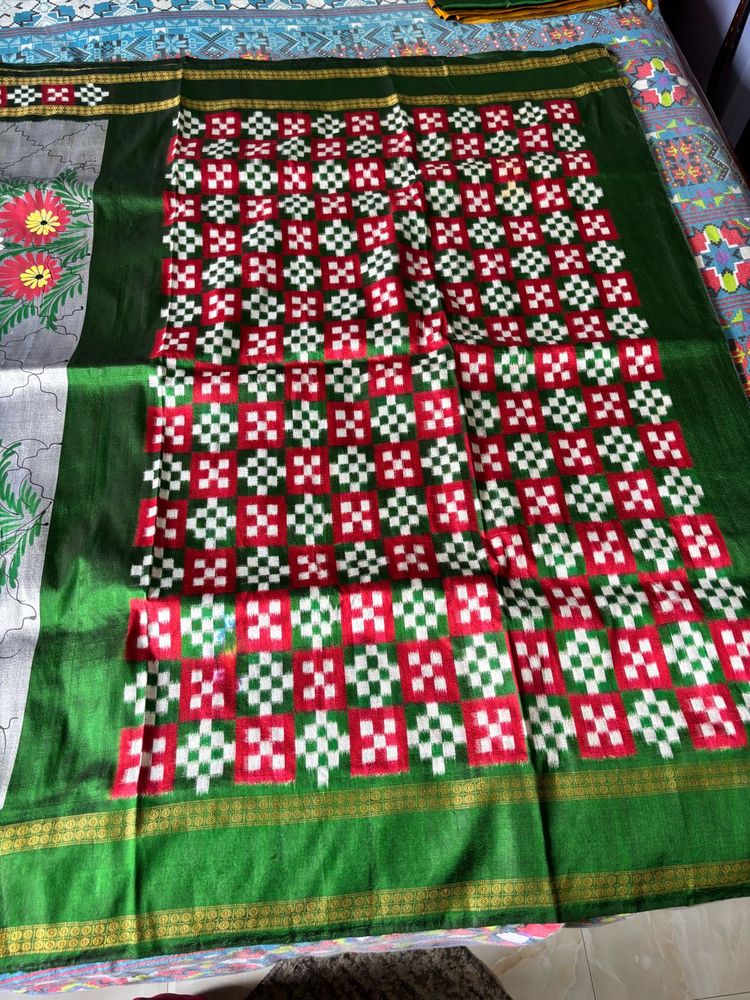 double ikkat pasapali handpainted saree
