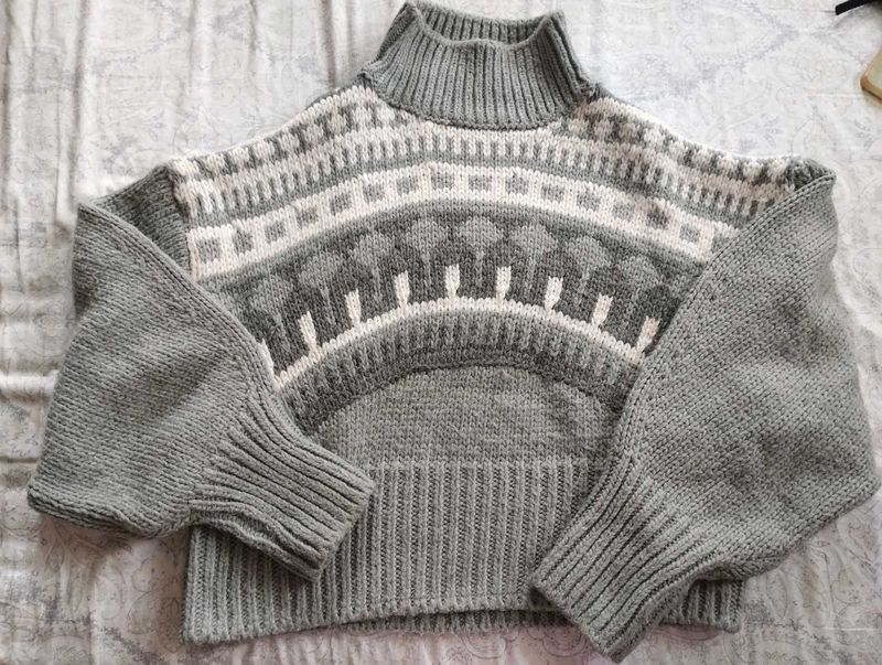 White And Grey Woolen Sweater