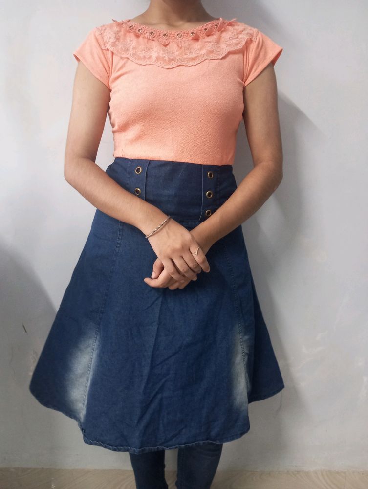 Sale 📢📢Peach And Blue Top For Girls