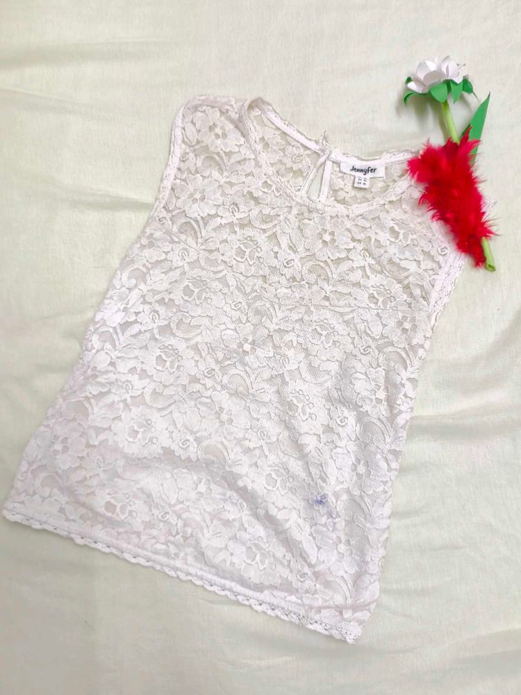 Jennyfer White Lace Top