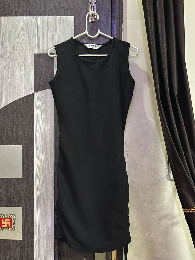 Black Bodycon Dress With Adjustable Strips