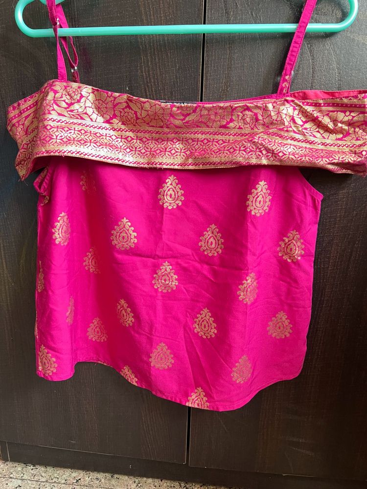 Pink &amp; Gold Bardot Top