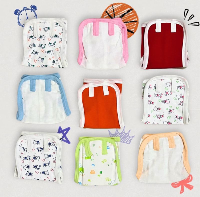 Assorted Baby Cotton Nappies - Set of 9