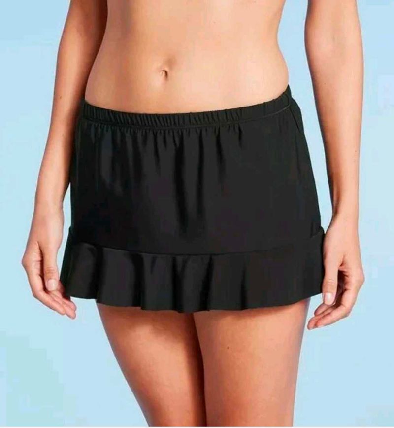 Aqua Green Black Swim Skirt