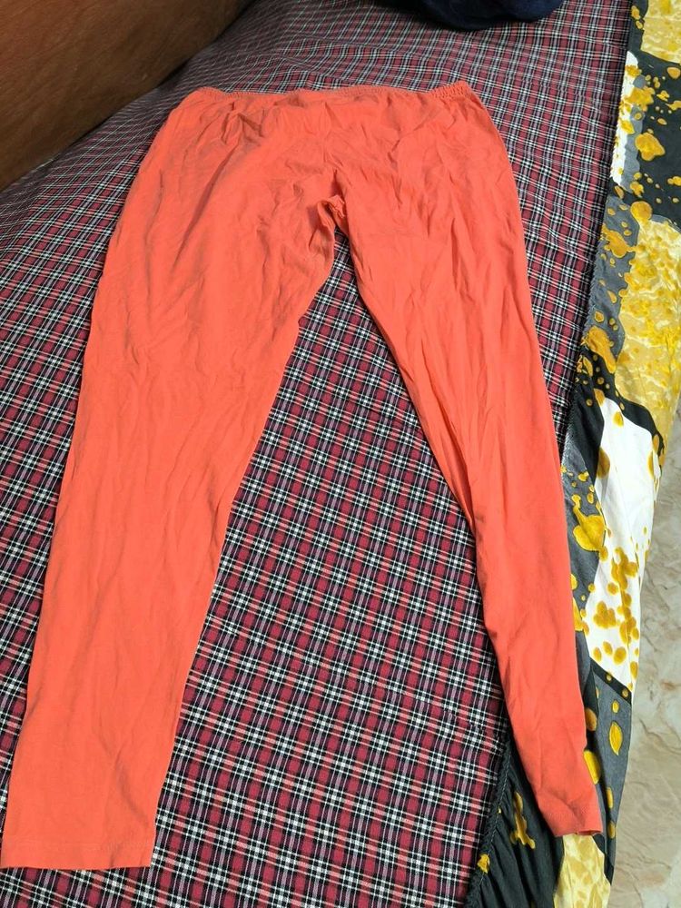 Combo Of miss T Orange Cotton Leggings Xl And Pink
