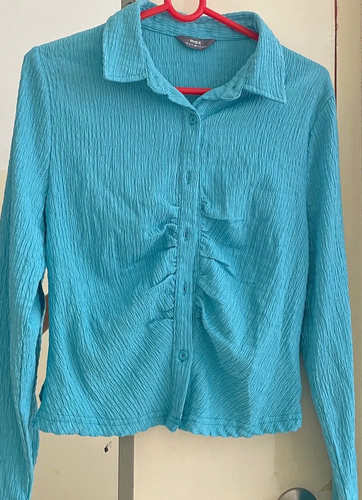 Textured Shirt With Ruched Detail