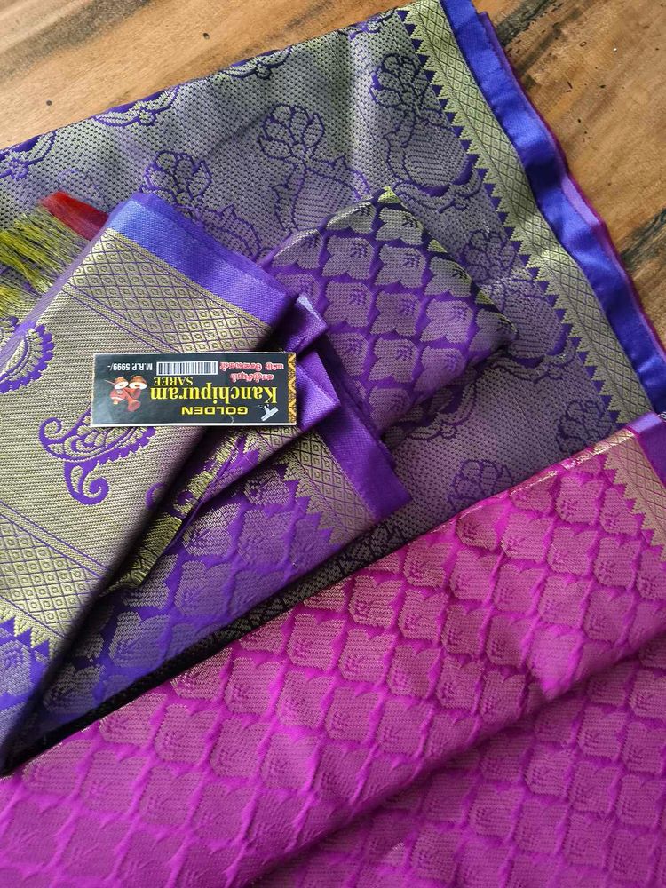 very new purple n blue kanjivaram saree..