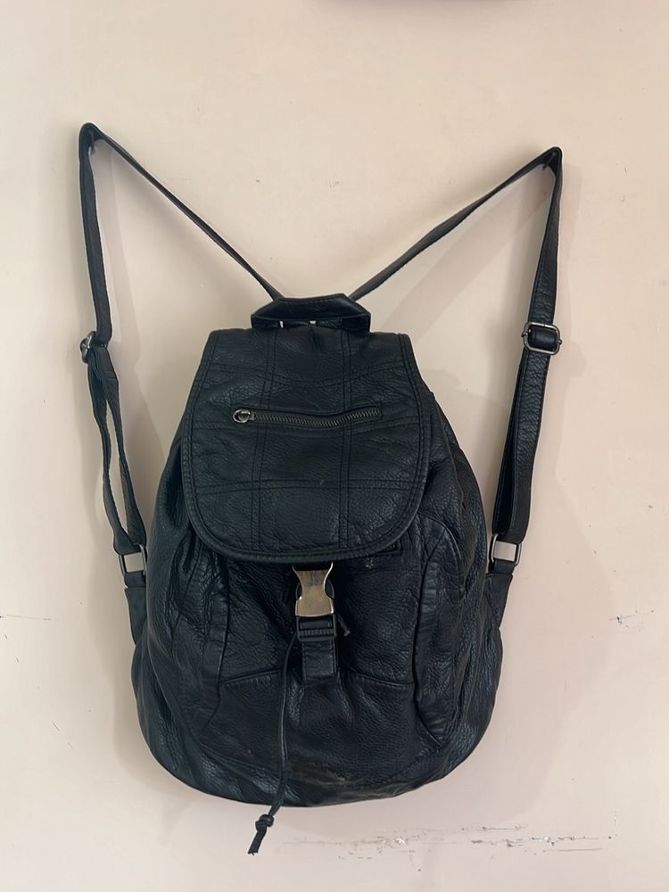 Black Soft Backpack With Adjustable Straps