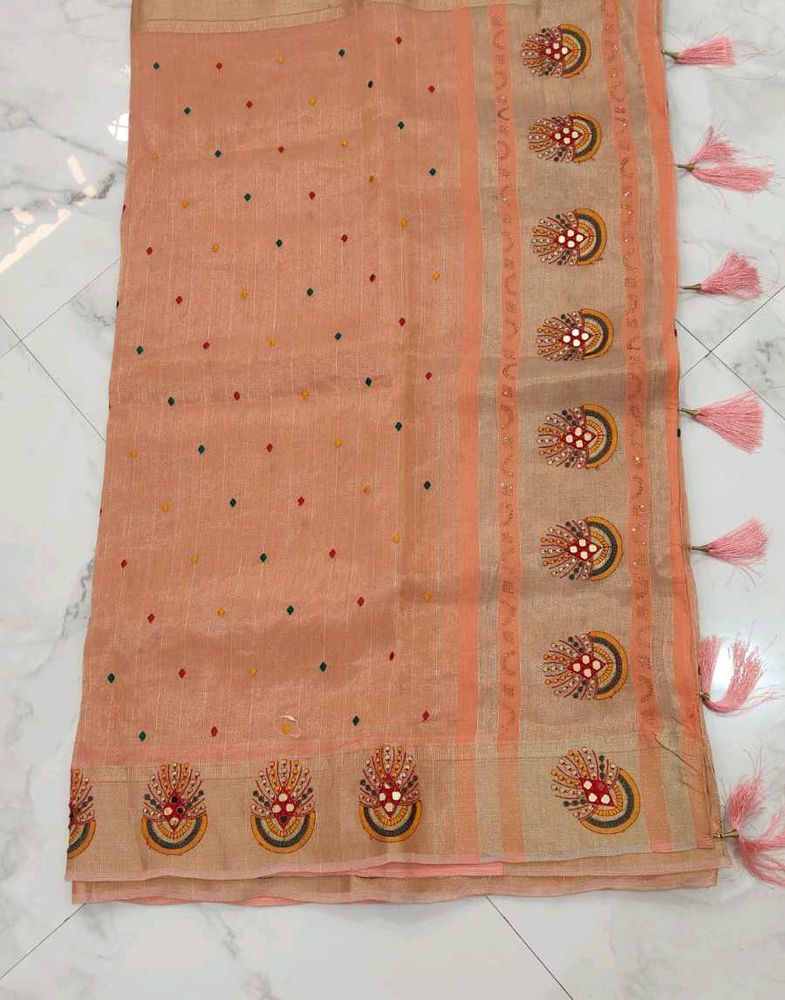 New Saree Only One Time Wear With Stitch Blouse